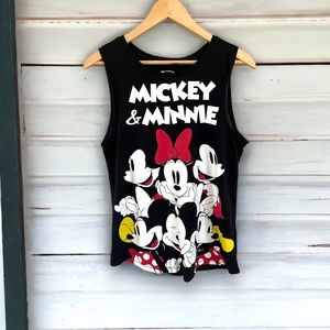 Women's Black Mickey and Minnie Mouse Sleeveless Tee Size Large